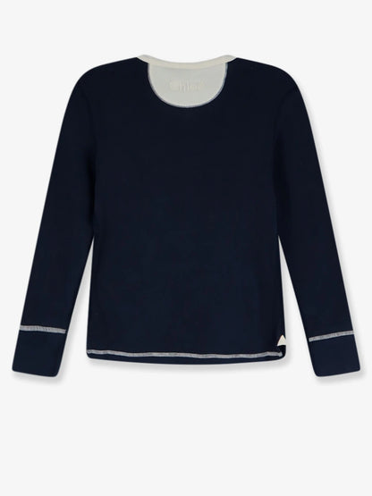 CHLOE' - Cotton sweater with contrasting inserts