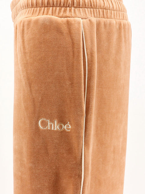 Chloe' Velvet joggers trousers - Smoked Ochre