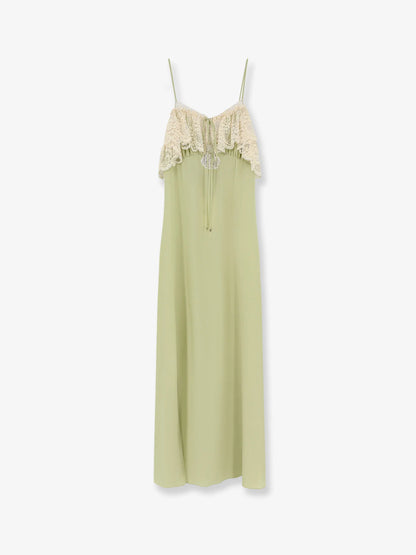 CHLOE' - Silk dress with lace inserts