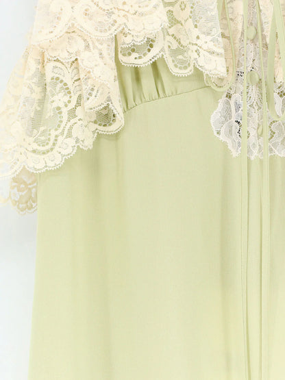 CHLOE' - Silk dress with lace inserts