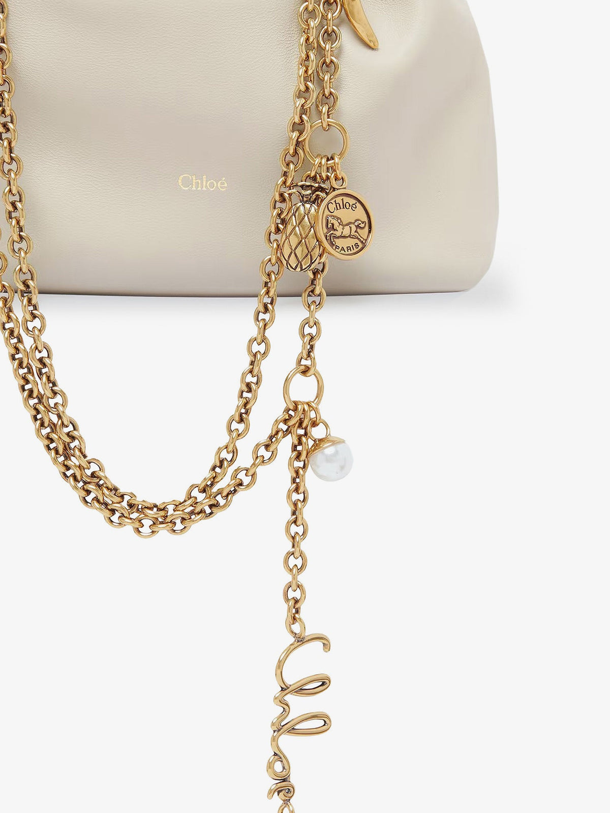 Chloe' Chloé Icons Mini leather crossbody bag - Cloudy Cream