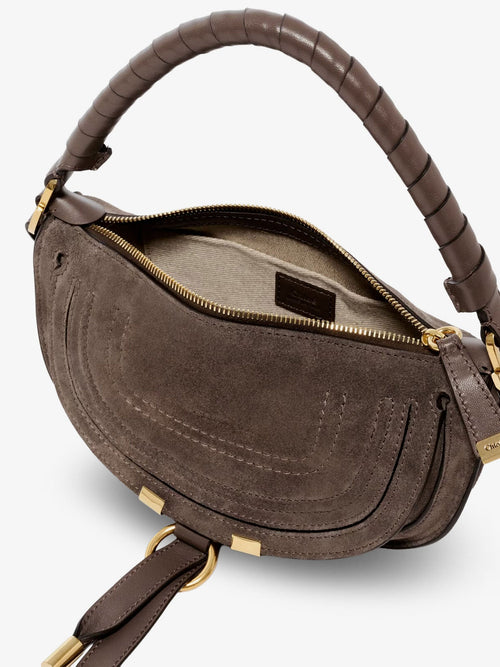 Chloé Marcie Suede shoulder bag - Nickelgrey