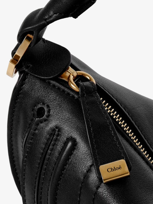 Chloé Marcie Mini leather crossbody bag with stitching detail - Black