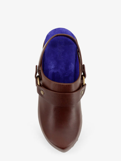 Chloé Talis Wedge leather clogs - Somberbrown