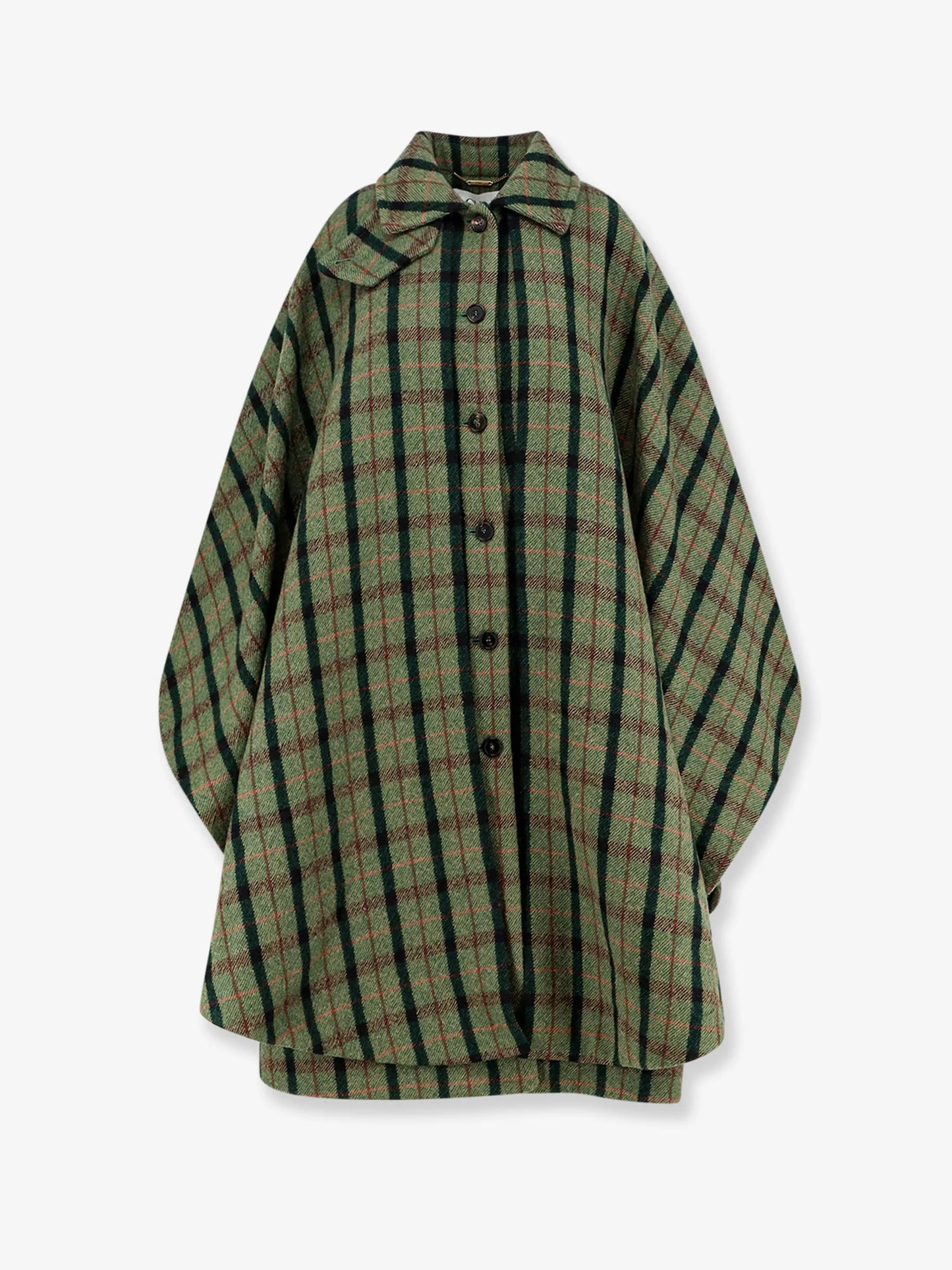 CHLOE' - Madras wool cape coat