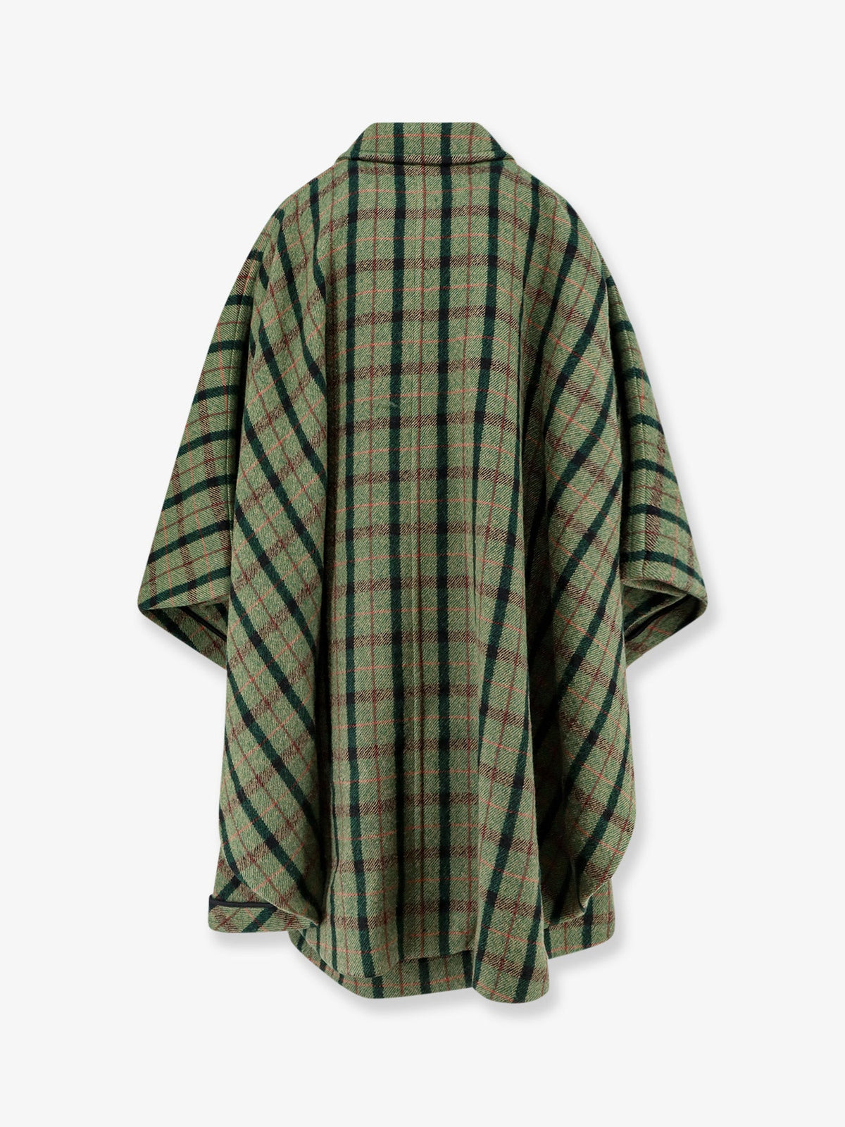 Chloe' Madras wool cape coat - Multicolor Green 2
