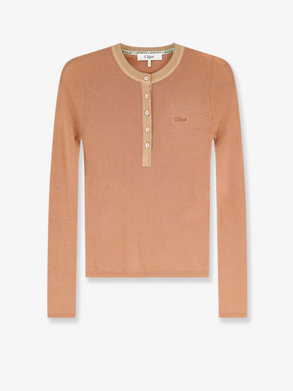Chloe' Ribbed wool T-Shirt - Coffee Pink