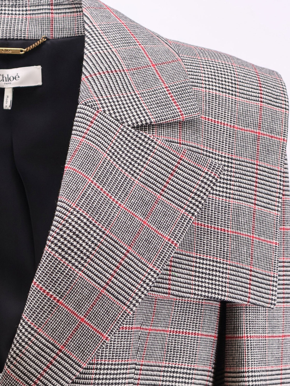 Chloé Prince of Wales wool blazer - Black - Red 1