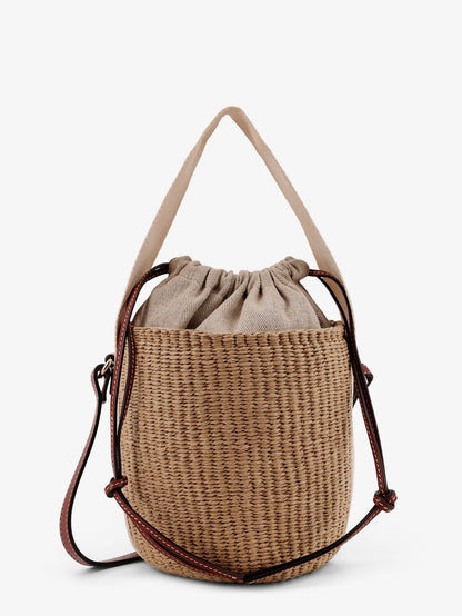Chloe' Woody Raffia Bucket Bag - White