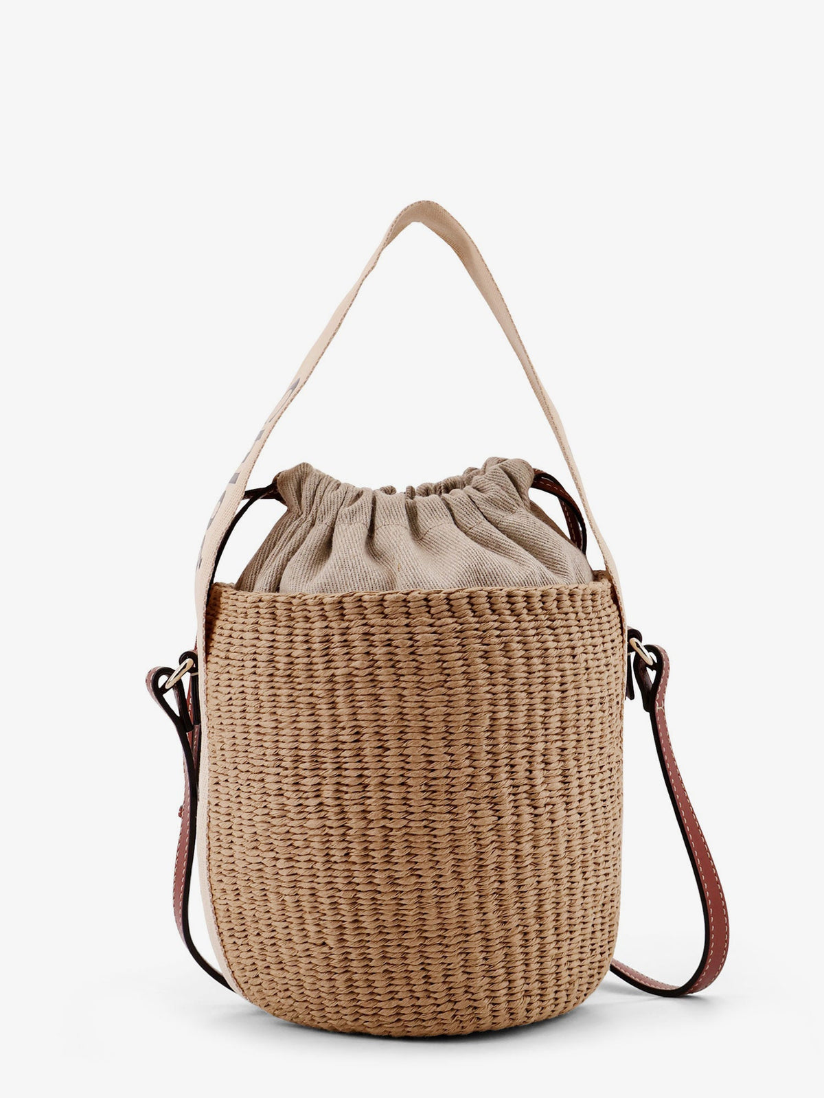 Chloe' Woody Raffia Bucket Bag - White