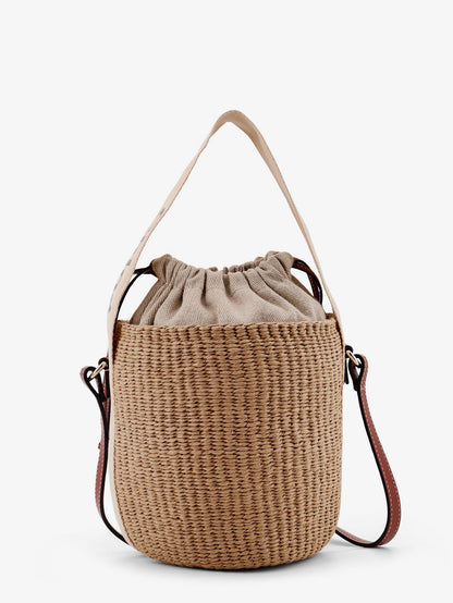 Chloe' Woody Raffia Bucket Bag - White