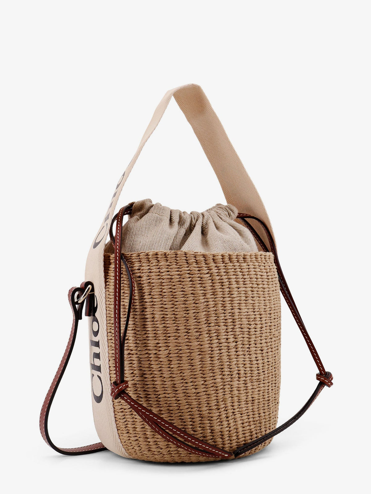 Chloe' Woody Raffia Bucket Bag - White
