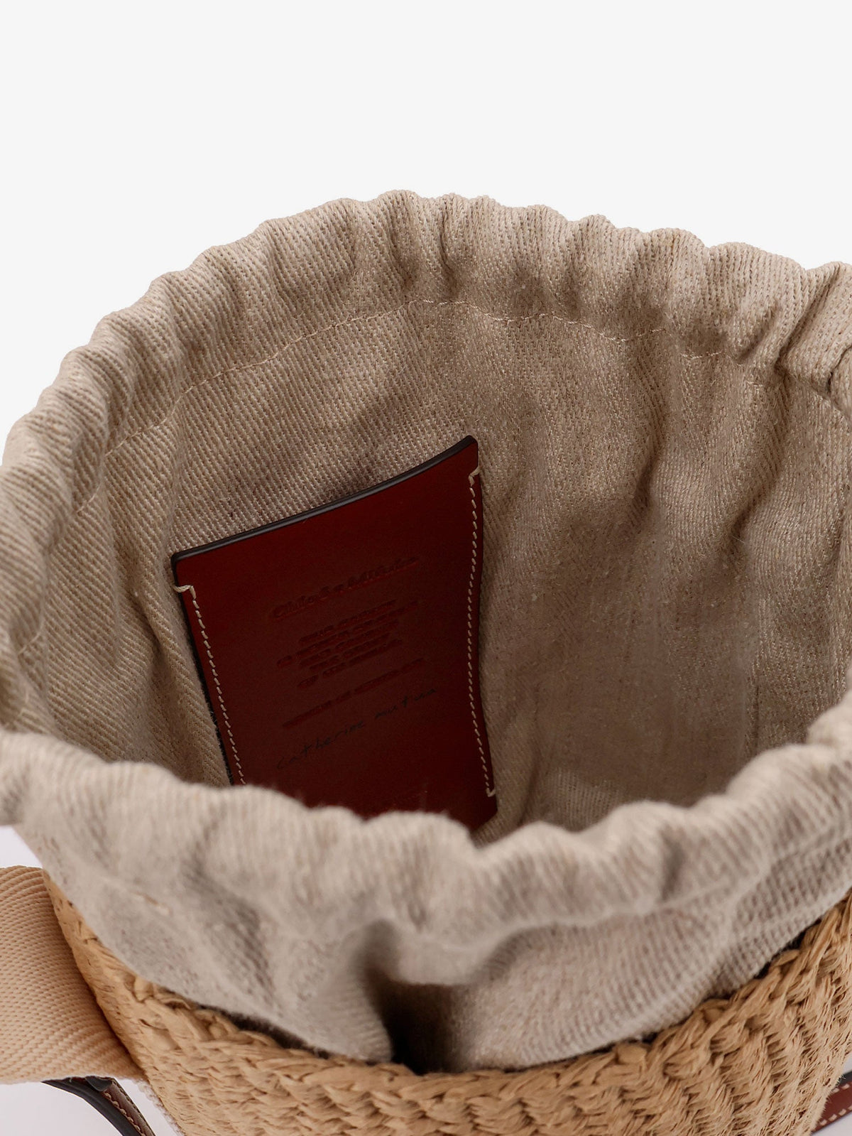 Chloe' Woody Raffia Bucket Bag - White