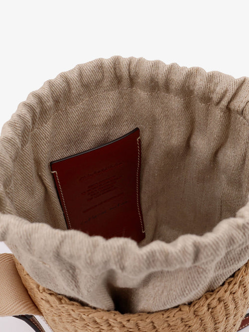 Chloe' Woody Raffia Bucket Bag - White