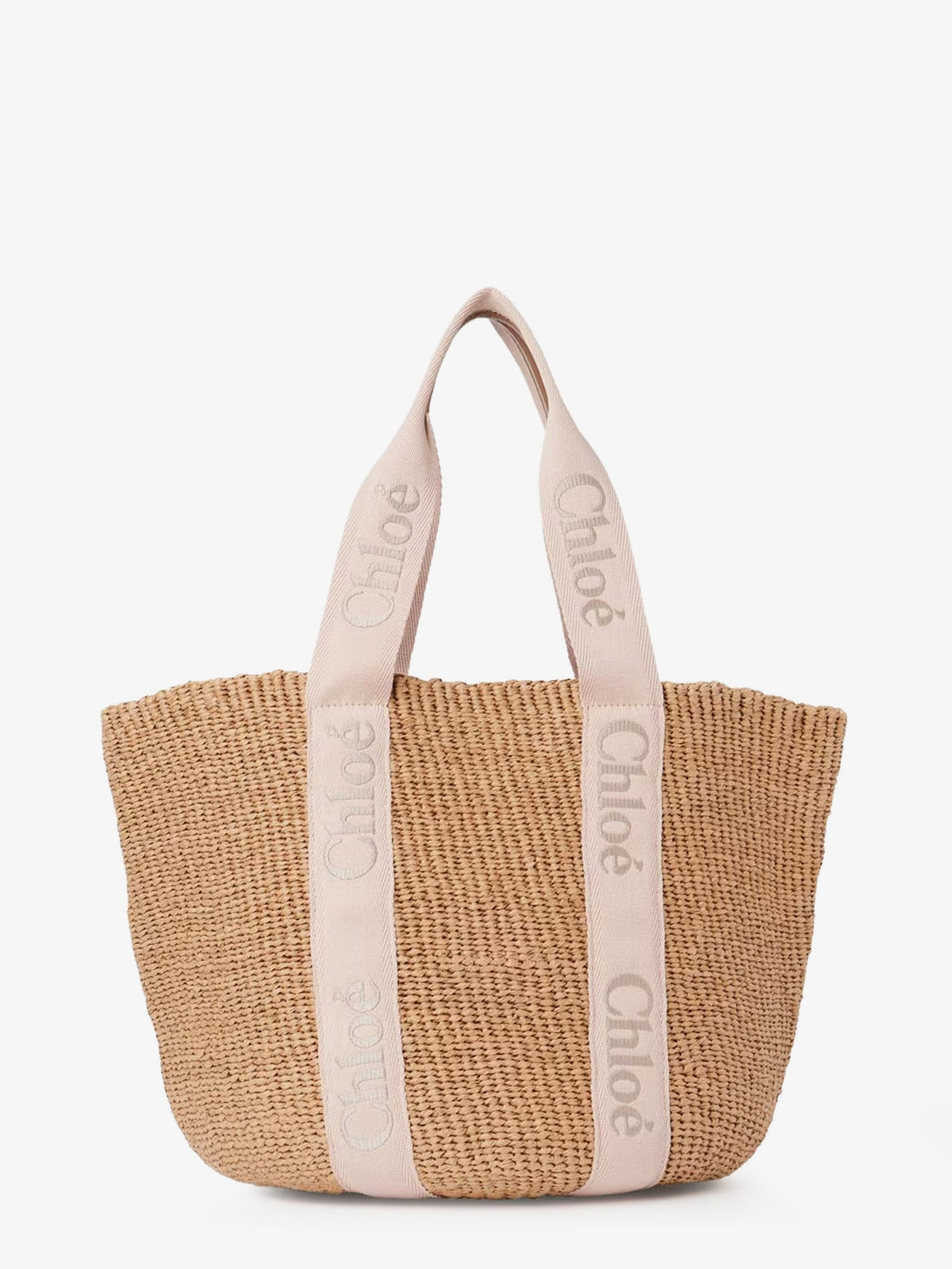 Chloe' Woody raffia shoulder bag - Blushy Beige