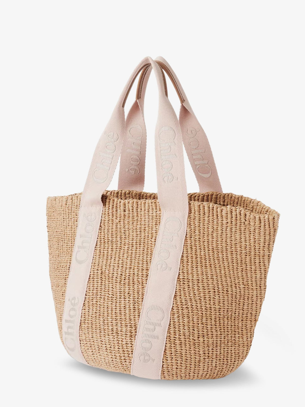 Chloe' Woody raffia shoulder bag - Blushy Beige