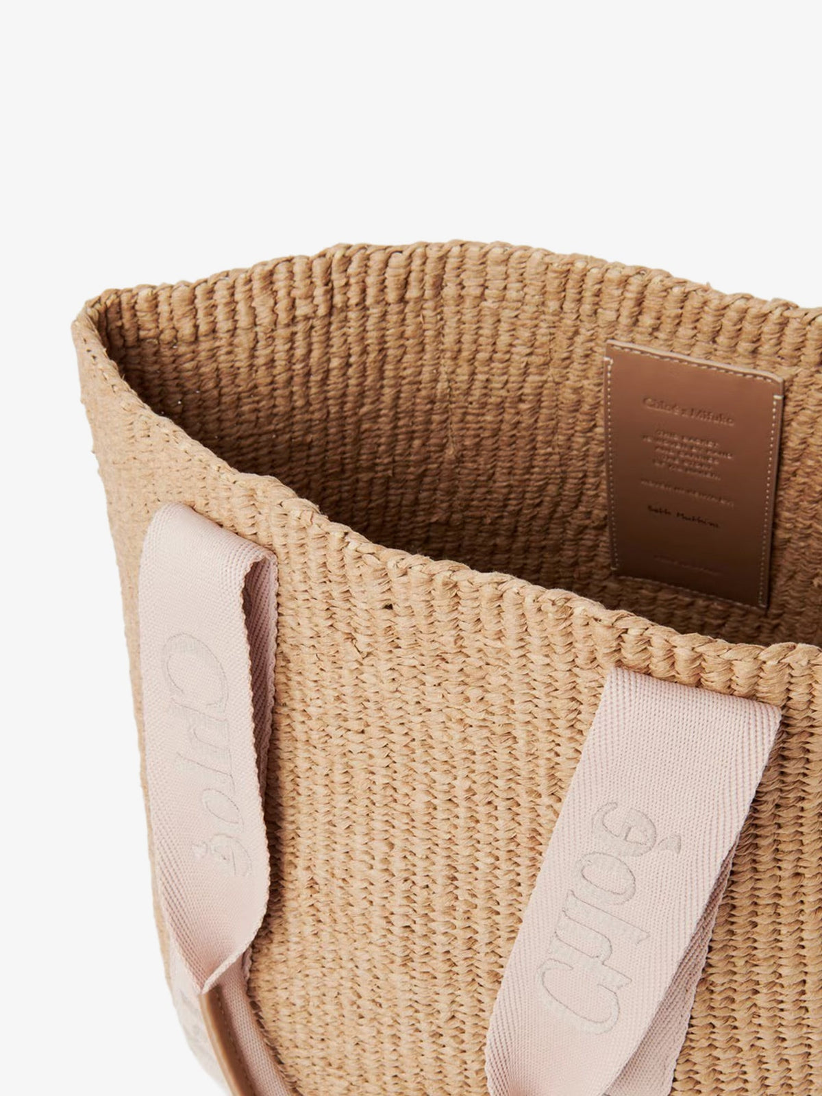 Chloe' Woody raffia shoulder bag - Blushy Beige