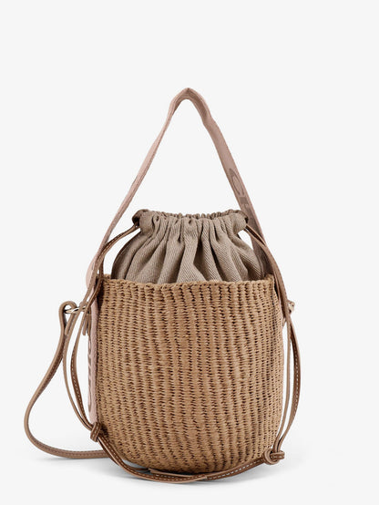 Chloe' Woody raffia bucket bag - Blushy Beige