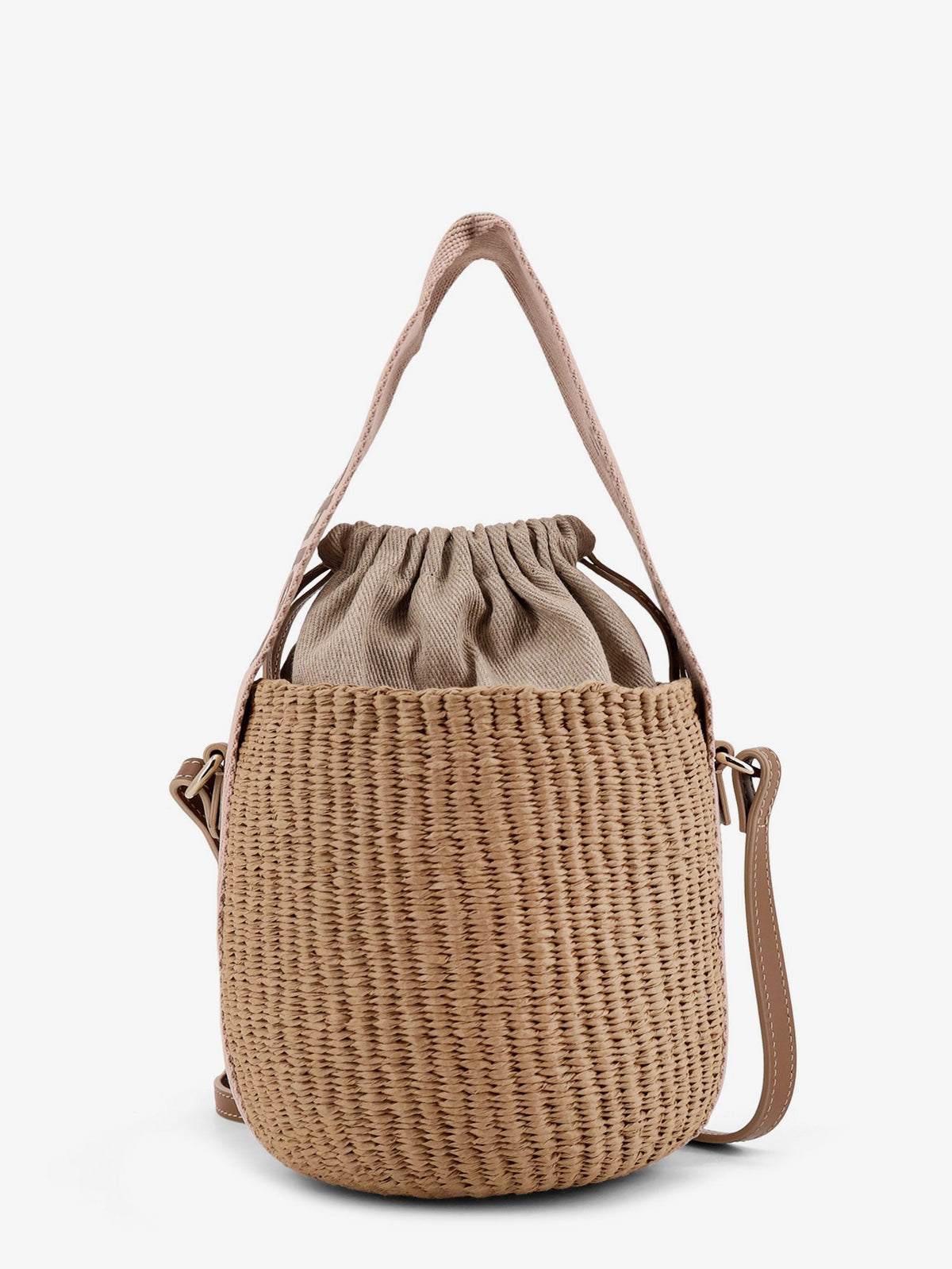 Chloe' Woody raffia bucket bag - Blushy Beige