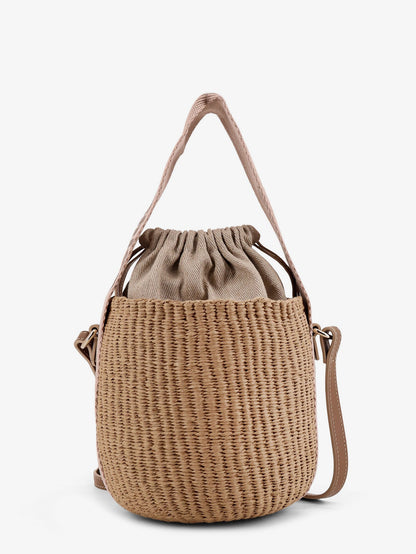 Chloe' Woody raffia bucket bag - Blushy Beige