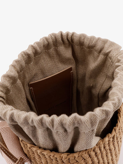 Chloe' Woody raffia bucket bag - Blushy Beige