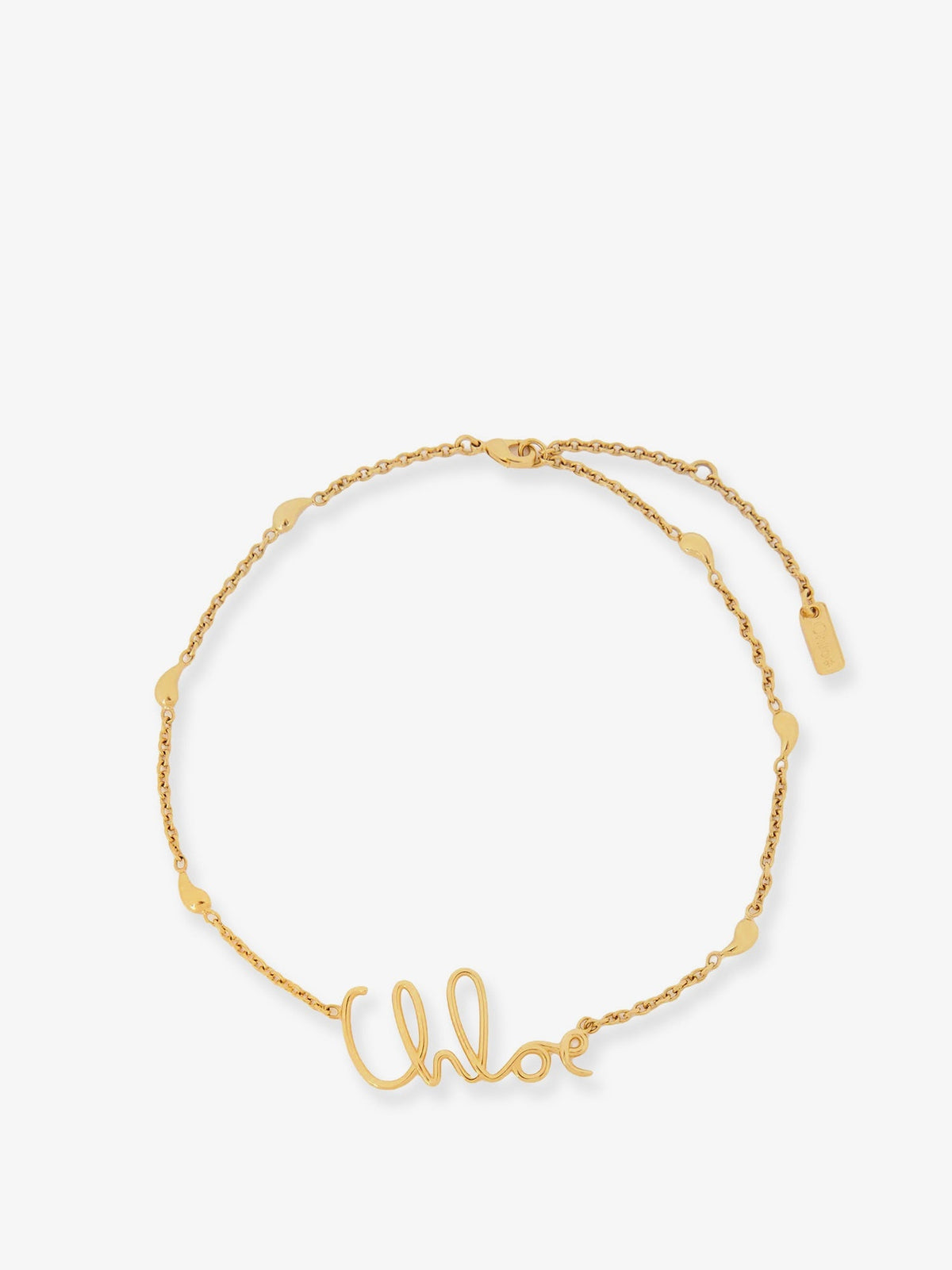 Chloe' Brass necklace with lettering logo - Vintage Gold