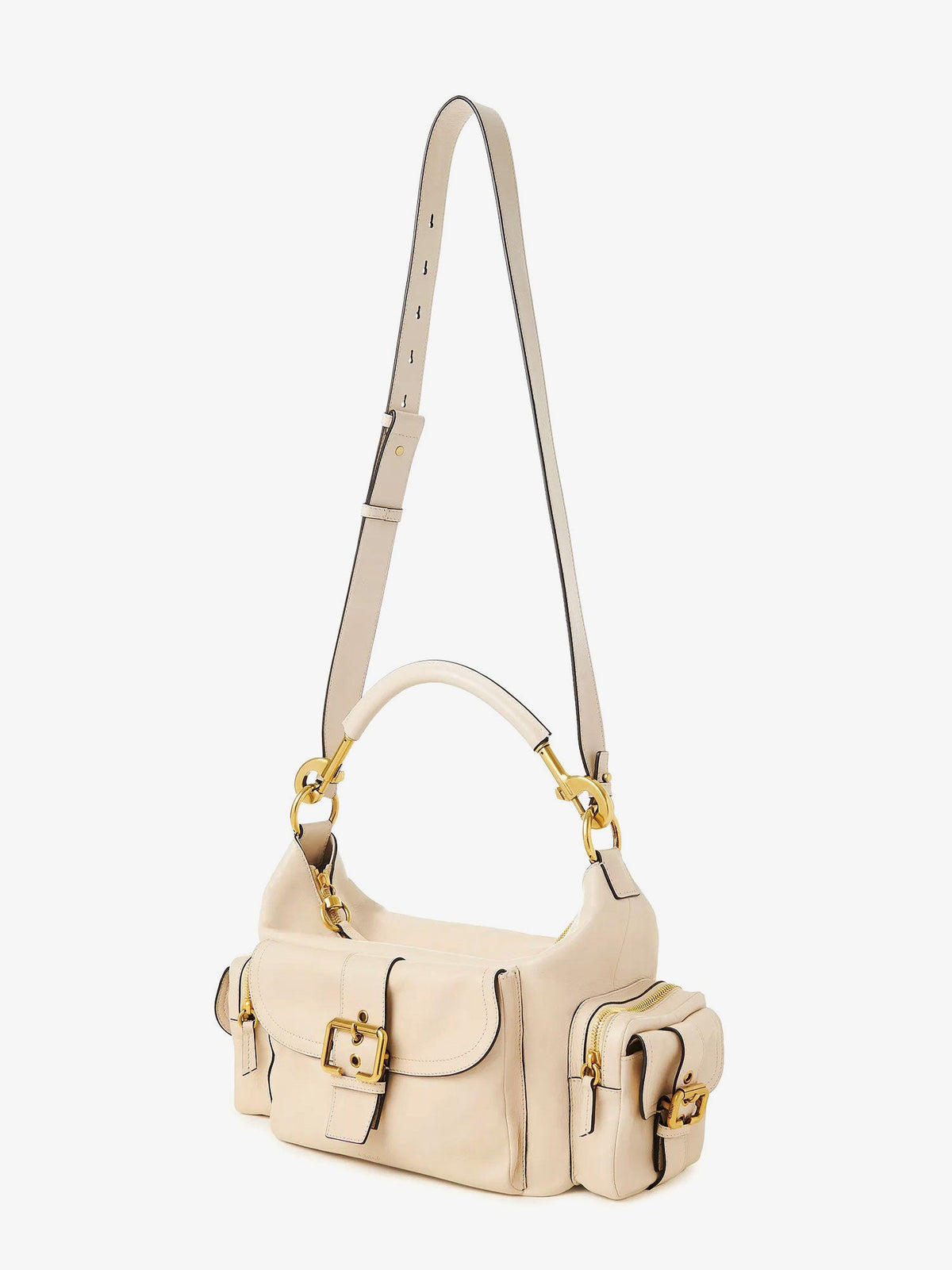 Chloe' Medium Double Carry leather shoulder bag - Sweet Beige