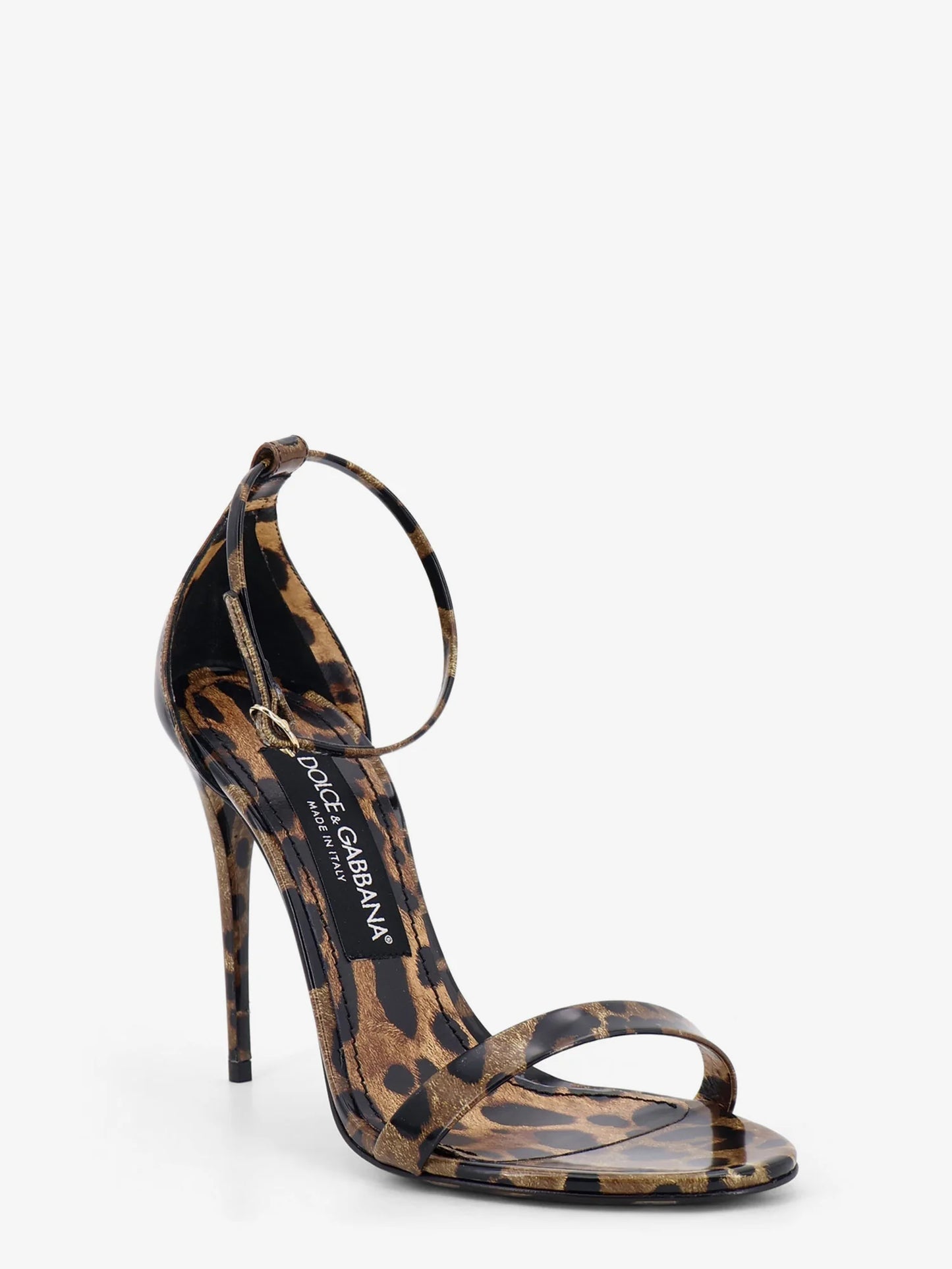 DOLCE & GABBANA - Leather sandals with leo print