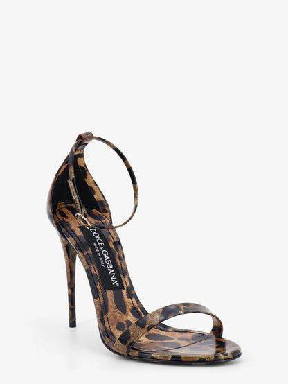DOLCE & GABBANA - Leather sandals with leo print