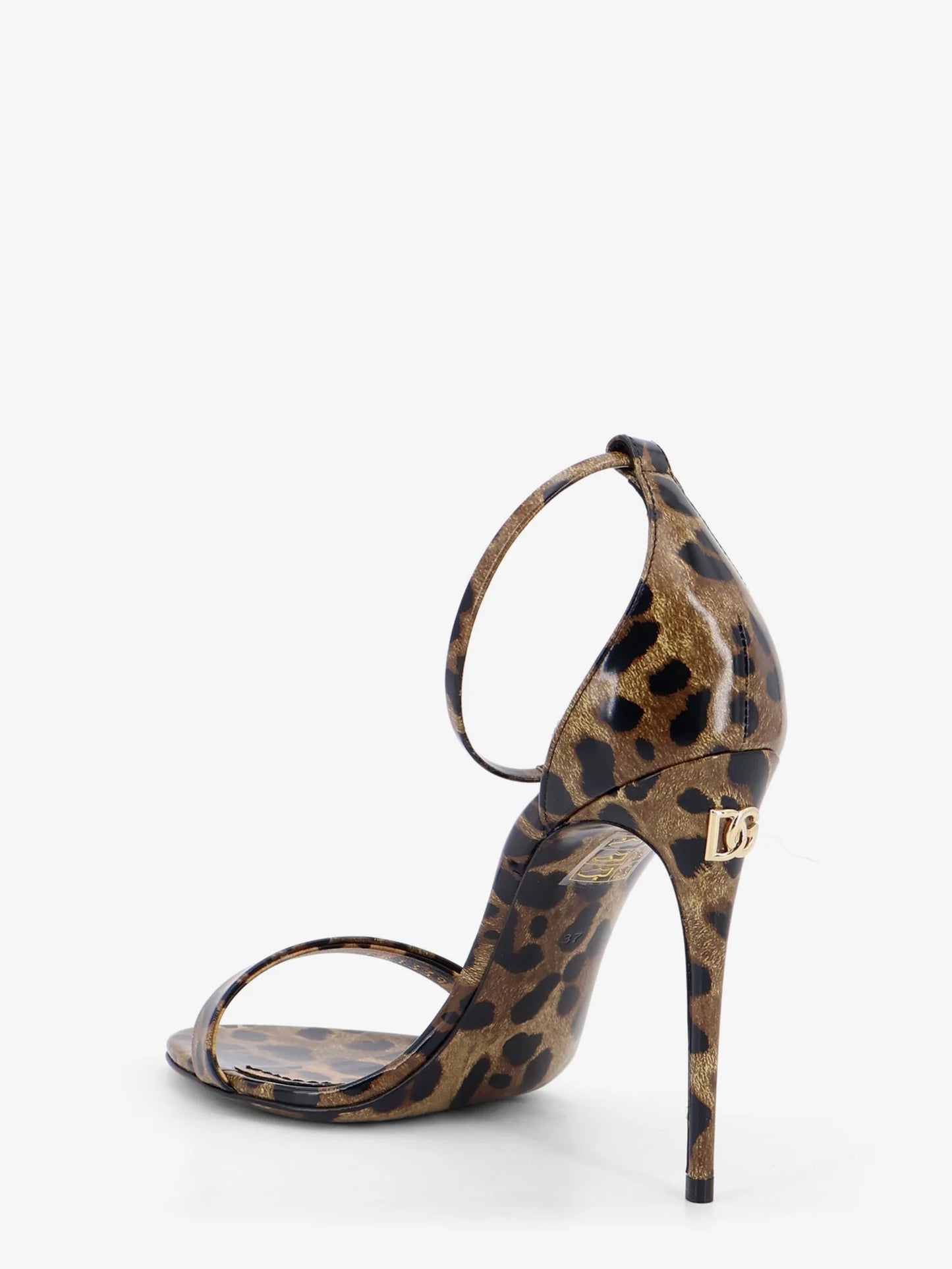 DOLCE & GABBANA - Leather sandals with leo print