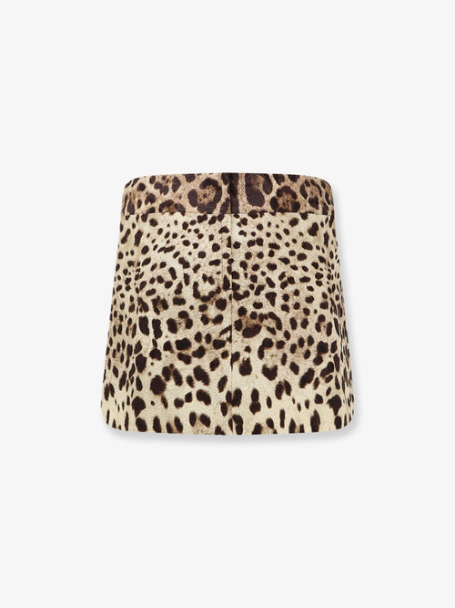 Dolce & Gabbana Cotton, silk and viscose mini skirt with animal motif - Leonew