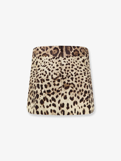 DOLCE & GABBANA - Cotton, silk and viscose mini skirt with animal motif