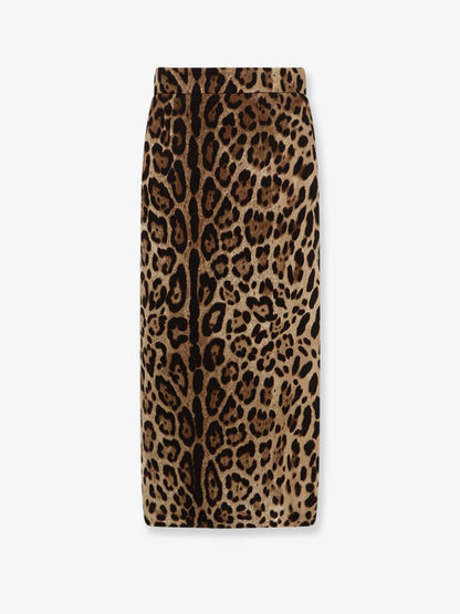 DOLCE & GABBANA - Stretch viscose longuette skirt with animal print