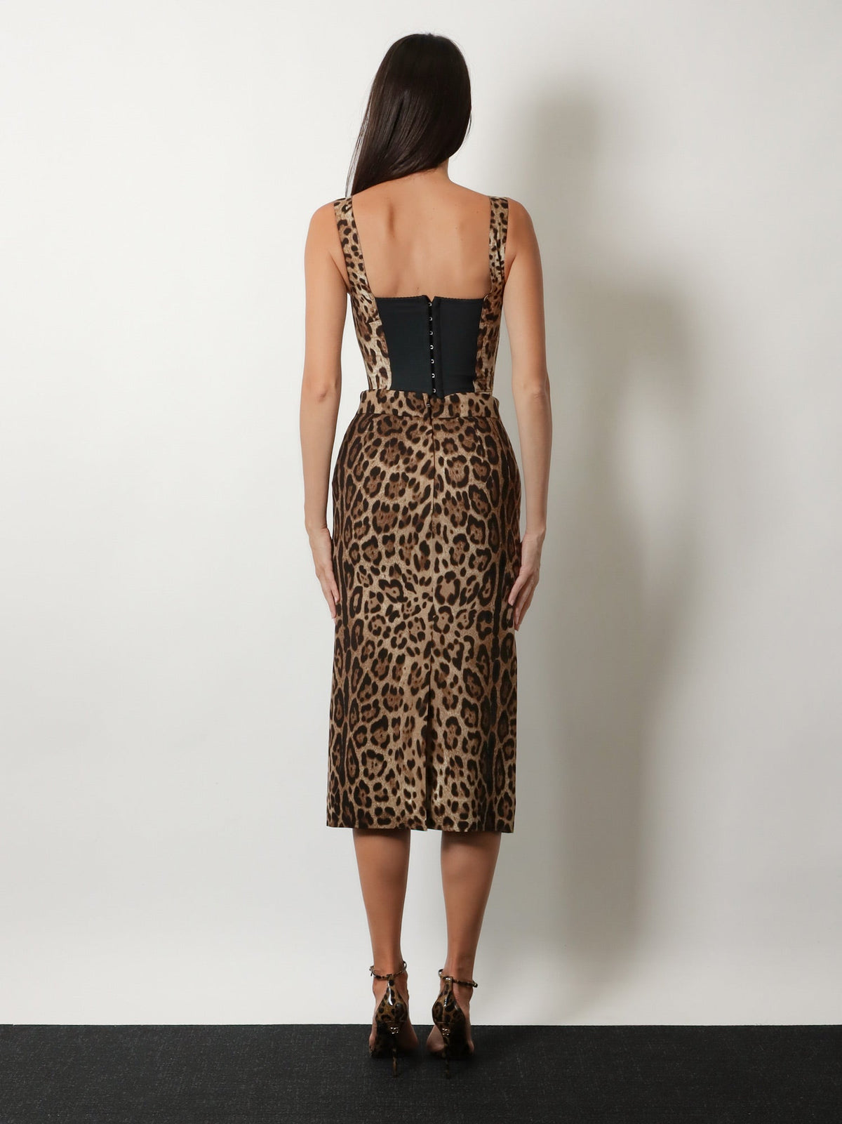 Dolce & Gabbana Stretch viscose longuette skirt with animal print - Leonew