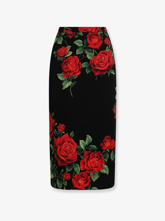 DOLCE & GABBANA - Stretch silk midi skirt