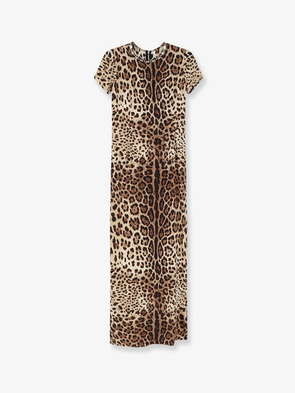 Dolce & Gabbana Silk Dress With Animal Print