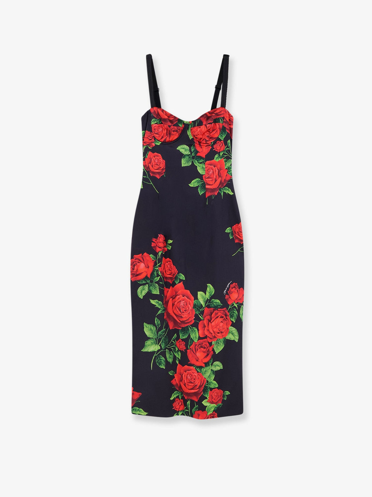 Dolce & Gabbana Stretch silk dress with iconic Rose print - Roserossnero