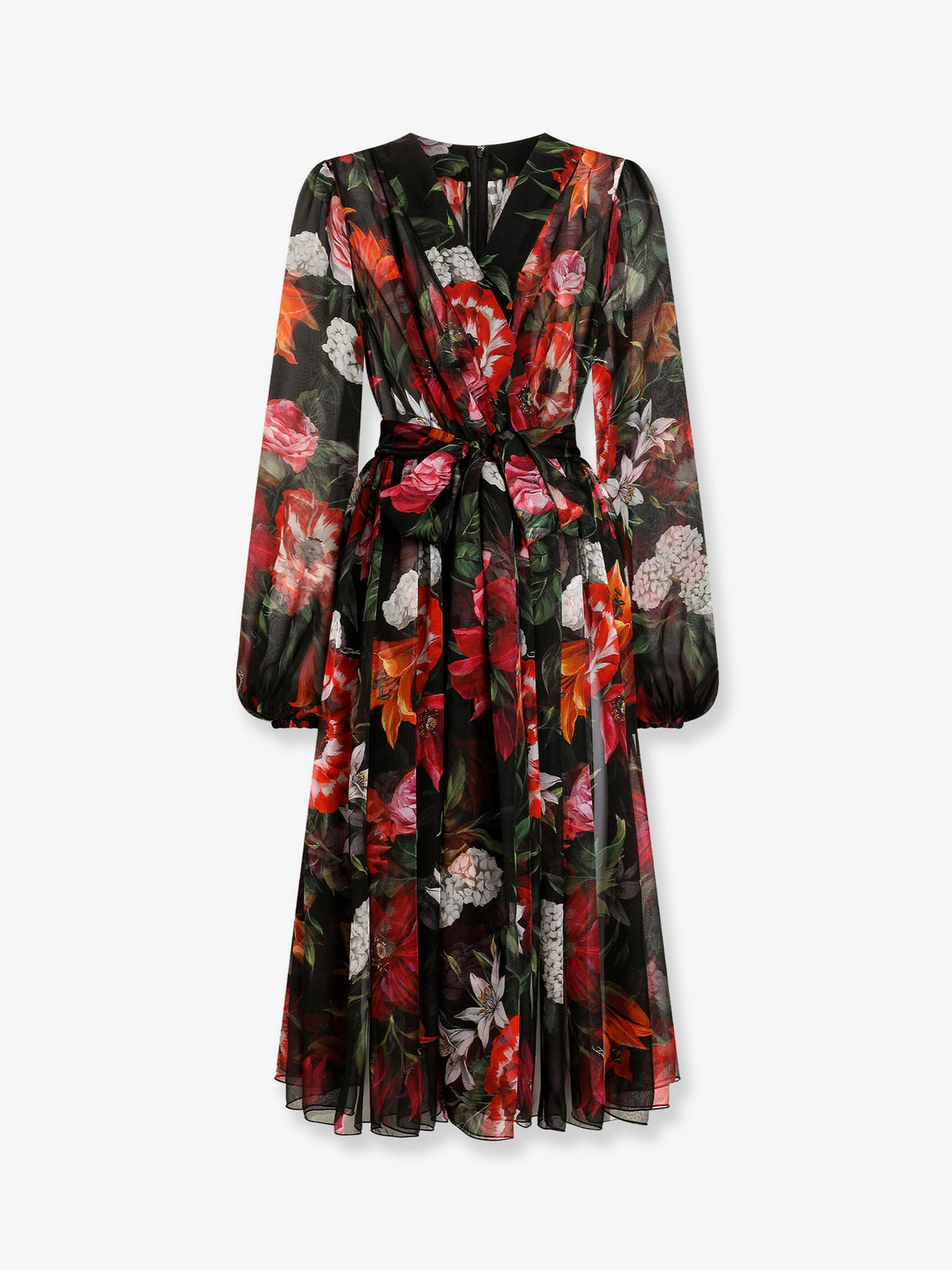 Dolce & Gabbana Chiffon dress with floral print - Nero