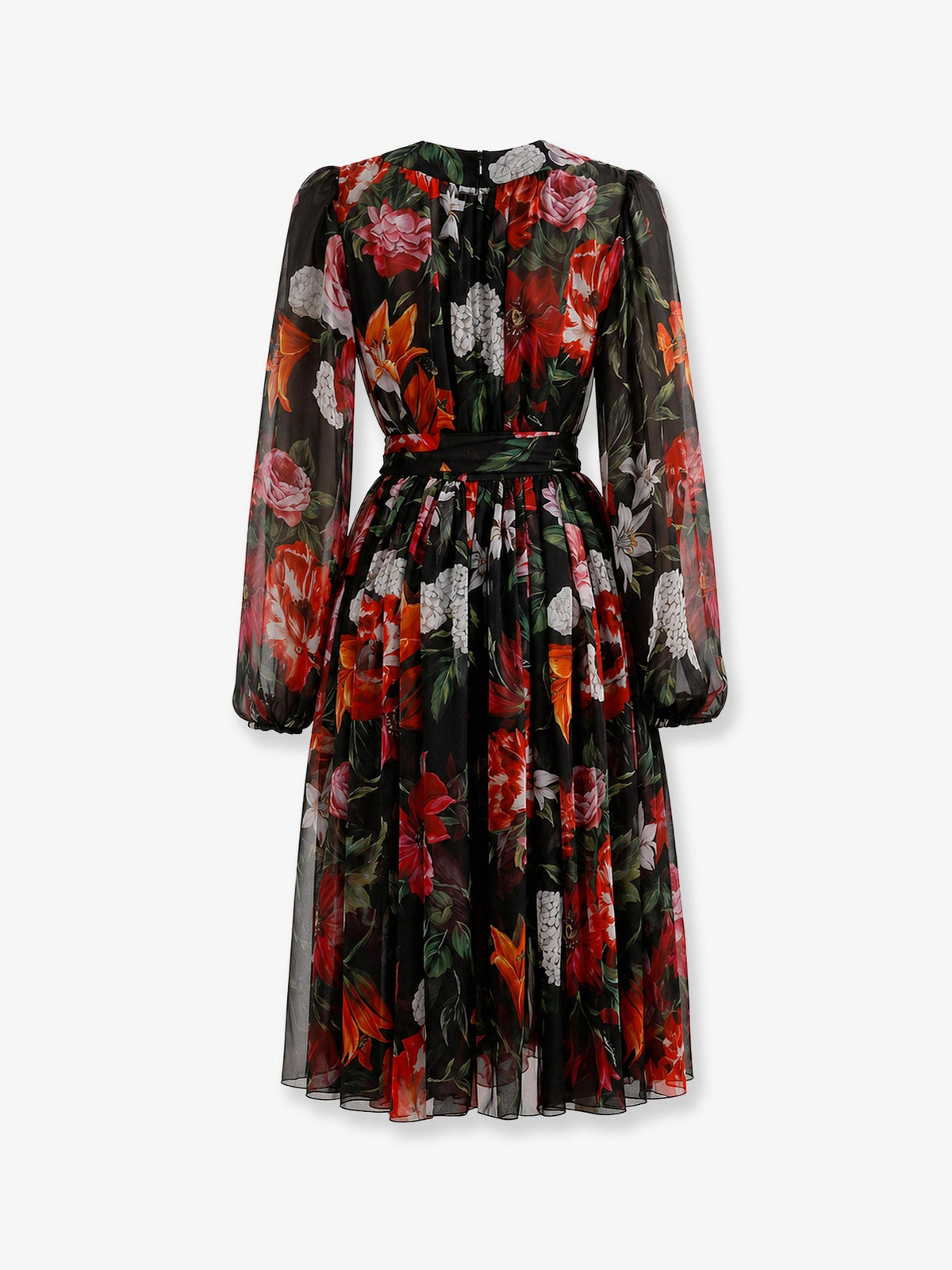 Dolce & Gabbana Chiffon dress with floral print - Nero