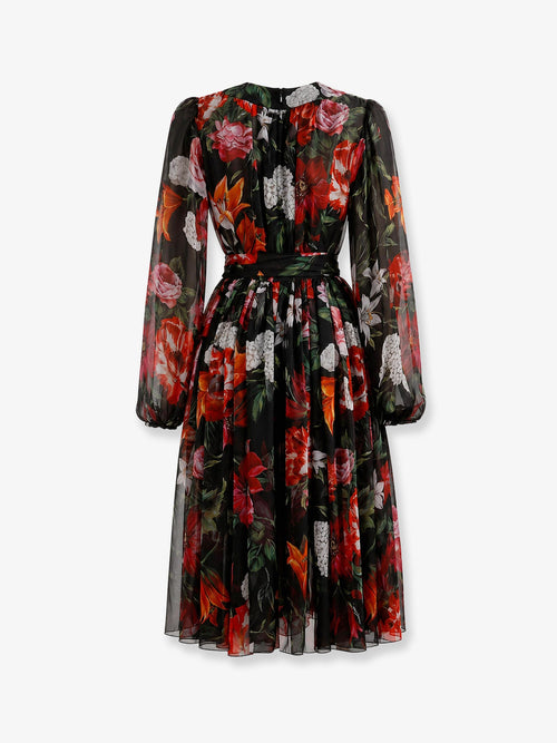 Dolce & Gabbana Chiffon dress with floral print - Nero
