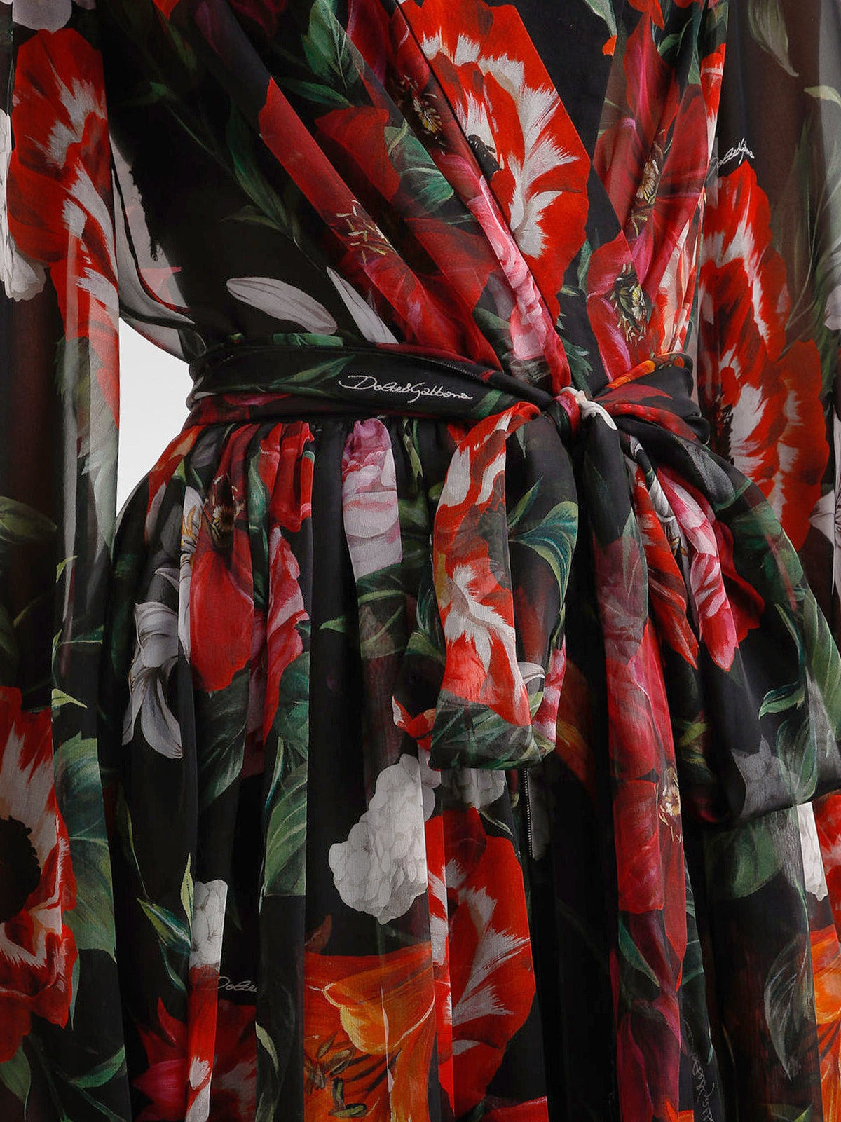 Dolce & Gabbana Chiffon dress with floral print - Nero