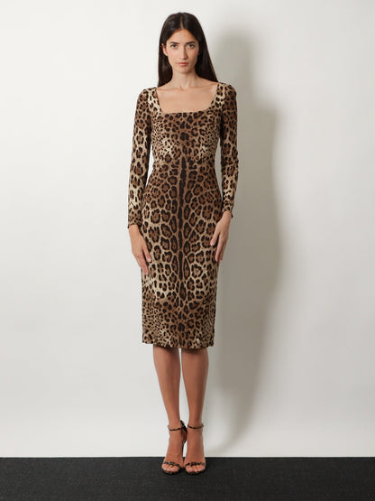 Dolce & Gabbana Midi Dress with Animal Print - Leonew
