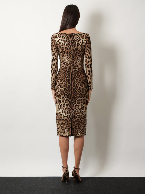 Dolce & Gabbana Midi Dress with Animal Print - Leonew