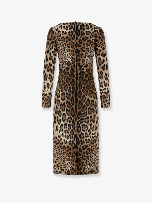 Dolce & Gabbana Midi Dress with Animal Print - Leonew