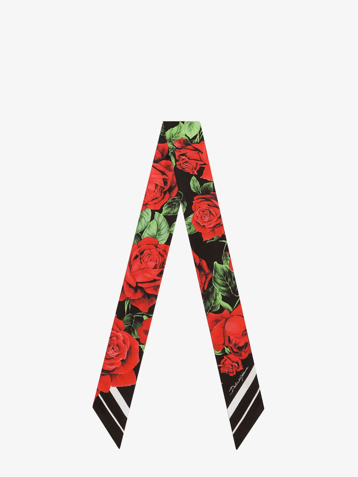 Dolce & Gabbana Silk twill bandeau with Bouquet Rose print - Rossonero