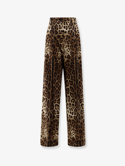 Dolce & Gabbana Stretch wool trousers with animal print - Leonew