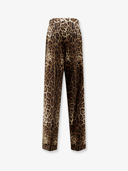 Dolce & Gabbana Stretch wool trousers with animal print - Leonew
