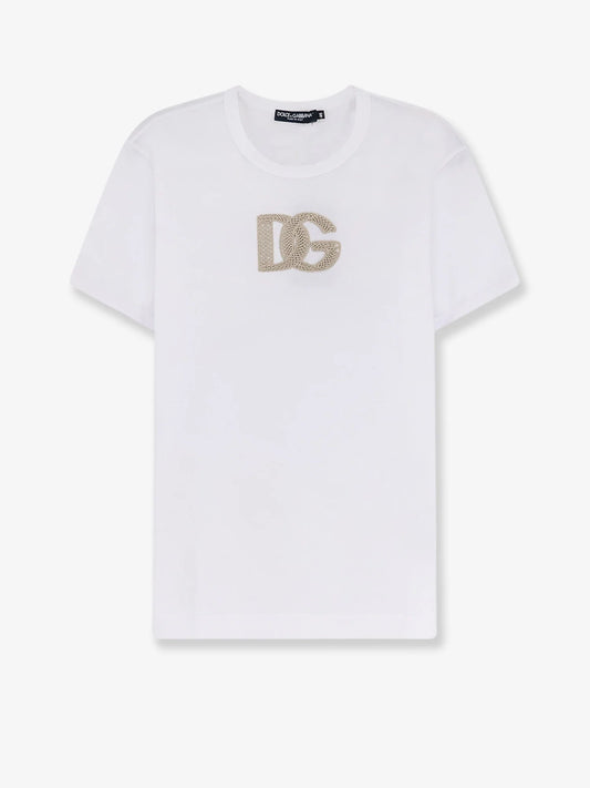 Dolce & Gabbana Cotton T Shirt With Patch Logo On The Front