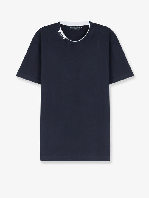 Dolce & Gabbana Cotton t-shirt with contrasting profile - Blu Scurissimo