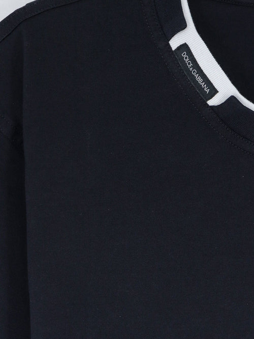 Dolce & Gabbana Cotton t-shirt with contrasting profile - Blu Scurissimo
